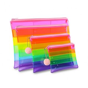 Fashion Large Capacity Simple PVC rainbow Pencil case Custom logo Student Stationery Storage <b>Bag</b> Pencil case - Product Image 1