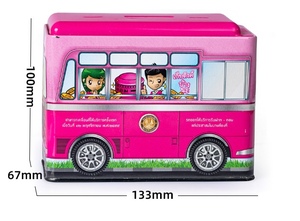 Salvadanaio per Bambini a Forma di Autobus in Latta Personalizzato, Confezione Regalo per Risparmi, Rettangolare, Riciclabile, Artigianale - Product Image 4
