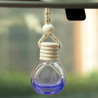 Bouteille en verre ronde de 10 ml à dégradé de couleurs, flacon de parfum pour voiture noir et rose, diffuseur à bâtonnets, bouteilles en verre suspendues pour aromathérapie