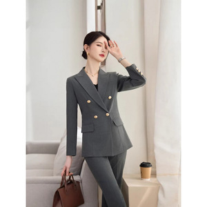 Women's Double Breasted Suit Set Full Sleeve Wool Blend Anti Wrinkle Formal Workwear Commute Spring Autumn Winter - Product Image 4