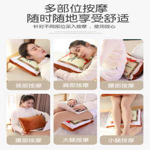 Coussin de massage pour le cou Enlong avec fonction chauffante pour usage domestique, rectangulaire, en cuir PU, branchement sur courant alternatif - Product Image 2
