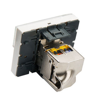 Prise de façade <span class=keywords><strong>Ethernet</strong></span> à port unique français sans outil STP CAT6A Jack modulaire RJ45 plaque de façade murale - Product Image 1