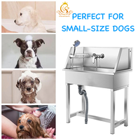 EUR PET Baignoire de toilettage multifonction en acier inoxydable pour chiens, station de lavage