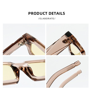 Gafas de sol rectangulares de estilo Retro con estilo, <span class=keywords><strong>lentes</strong></span> de protección solar gruesas y coloridas <span class=keywords><strong>Vogue</strong></span> actual UV400, accesorios de moda cómodos - Product Image 3