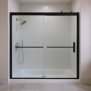 Puerta Corredera de Ducha con Vidrio Templado de 1/4 de Pulgada, Acabado Negro Mate, 50-54 x 70 Pulgadas - Product Image 2