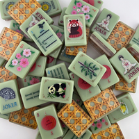 Jeu de tuiles de mahjong américain personnalisé à double couche, style chinois, avec gravure profonde de panda