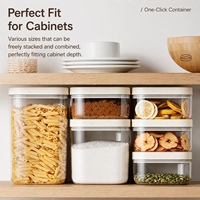 Ensemble de bocaux de rangement carrés en plastique ANYA 2026 avec logo personnalisé, couvercle transparent, hermétiques et empilables, pour la farine et autres aliments de cuisine