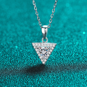 S925 joyería de plata Original Moissanite collar mujer lujo clavícula cadena moda plata colgante - Product Image 3