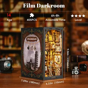 Hamaileon YM02 Book Nook Library DIY, Kit de Rompecabezas 3D de Madera para Casa de Muñecas, Inserto para Estantería, Sala Oscura - Product Image 2