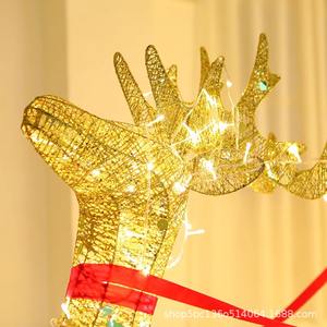 مجموعة من 3 قطع كبيرة ثلاثية الأبعاد على شكل غزلان عيد الميلاد معدنية للزينة الخارجية مع أضواء LED لديكور العطلات في الساحات والحدائق - Product Image 4