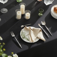 Nappe noire de fête en polyester pour mariage, couverture de table tissée simple en gros, nappe personnalisée carrée rectangulaire