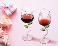 Creativo bicchiere di vino rosso Set di 2 calici di fiori di rosa bicchiere di succo di vino Cocktail per cena di festa Festival di nozze Bar da cucina
