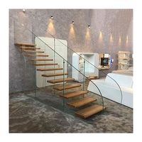 Escaliers d'intérieur en bois pliants Escaliers flottants et droits en granit en dalle de noyer bon marché pour loft