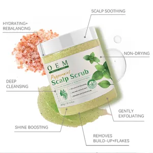 Nhãn hiệu riêng OEM spa chăm sóc da đầu Exfoliator cai nghiện điều trị tóc chống gàu dầu gội Hương Thảo bạc hà Tóc da đầu chà