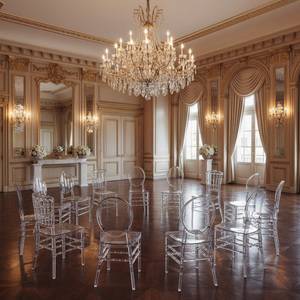 Chaise <span class=keywords><strong>de</strong></span> jardin et <span class=keywords><strong>de</strong></span> banquet Chiavari en résine acrylique transparente empilable, idéale pour les mariages et événements – Offre spéciale - Product Image 4