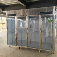 Congélateur vertical à viande Unitech 3500L pour cuisine commerciale, en acier inoxydable, à quatre portes, à température unique, avec éclairage LED