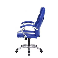 Chaise de bureau ergonomique moderne personnalisée par le fabricant, multifonctionnelle, en cuir synthétique bleu, confortable pour le jeu, le travail sur ordinateur