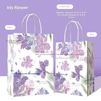 Sac en papier kraft personnalisé série fleurs pour traiteur, thé au lait, café, desserts, emballage à emporter, sac cadeau