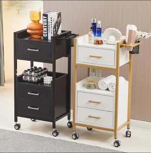 Multifunctional Professional Beauty Glass and Wood Cart Luxury Hair Salon <b>Trolley</b> - Product Image 1