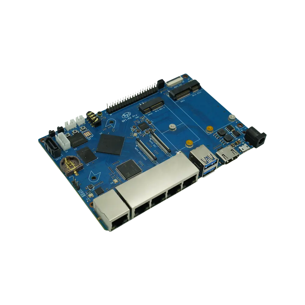 Papan router Pintar chip RK3568, dengan 2 MIPI Mini PCIE dan antarmuka M.2 key-e Banana Pi BPI-R2 Pro mendukung disesuaikan