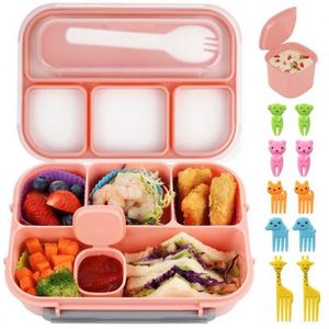 Lonchera Infantil Bento de Plástico, Contenedores de Plástico para Almuerzo, Lonchera Bento de 4 Compartimentos para Adultos/Niños Pequeños, Apta para Congelador - Product Image 2