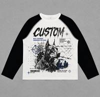 T-shirt pull vintage déchiré à manches raglan pour homme, motif Doberman Fence, style streetwear, 100% coton, décontracté, printemps