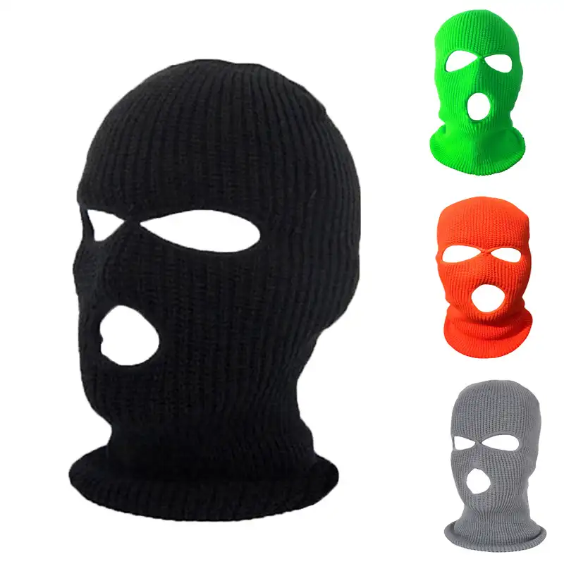 New Winter Warm Knitted Hat Outdoor Cycling Windproof 3 Hole Full Face Ski Mask Balaclava Hats
