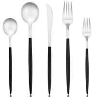 Juego de cubiertos de lujo para bodas AOOSY, cubiertos plateados, negros y dorados para restaurantes y hoteles