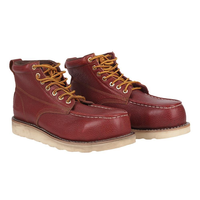 Botte de sécurité industrielle montante ACE à lacets avec embout en acier, semelle anti-perforation, doublure en maille respirante et tige en cuir pleine fleur