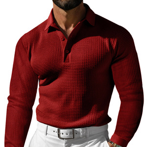 Custom Men <b>Waffle</b> Knit Short Sleeve for <b>Shirt</b> Printed Logo Front Breathable 210GSM 100% Polyester Golf Workwear Top - Product Image 4