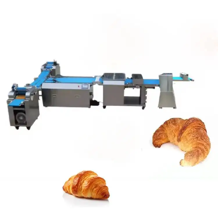 Youdo 기계 크루아상 계피 롤 생산 라인 빵 반죽 시트 수직 단축 기계
