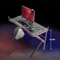 Grand ensemble de bureau de jeu électrique ergonomique en métal noir avec LED, pour ordinateur portable et PC, et chaise de bureau de jeu RGB