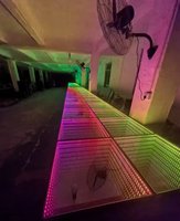 Pista de baile con espejo infinito 3D para bodas, fácil de instalar, pista de baile Led magnética 3D de 2 pies por 2 pies