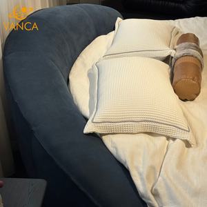 Colchón de lujo moderno italiano Puff azul marino <span class=keywords><strong>Lit</strong></span> Rond Round Circle Bed King Size <span class=keywords><strong>Ins</strong></span> Luxury Soft Senna Round Bed Frame - Product Image 2