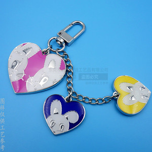 Porte-clés personnalisé en forme de cœur d'animal de dessin animé, pendentif en métal et résine époxy, cadeau d'entreprise, accessoire promotionnel - Product Image 1
