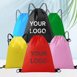Wholesale Blank Sports Waterproof Drawstring Bag Backpack Nylon Polyester Drawstring Bag