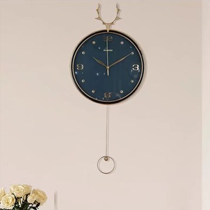 Deer Head Wall <b>Clock</b> Round Silent Sweeping Second Zinc Alloy Living Room Decor - Product Image 4