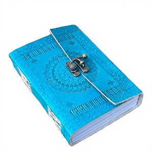 Journal en cuir artisanal de luxe en terre cuite, couverture en cuir de chèvre ou de mouton gravée à la main, papier en coton recyclé pur imprimé en gravure - Product Image 1