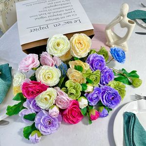 Bouquet de fleurs artificielles Deyi 5 têtes de lotus en soie pour mariage, décoration intérieure et allée - Product Image 3