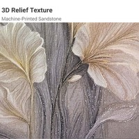 Tête de lit carrée de luxe imprimée UV avec texture toile grès et motif paysage plumeux, style Japandi, pour chambre à coucher, directement de l'usine PS