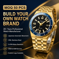 Montre personnalisée OEM/ODM avec mouvement Miyota 8215, cadran minimaliste, 5 ATM, automatique, mécanique, avec date