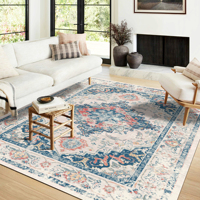 Tapis Benyi de style persan de luxe en chenille, fabriqué à la machine, en polyester, lavable, antidérapant, rembourré, résistant aux taches, tapis de taille moyenne