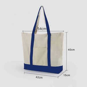 Bolsa de Compras Personalizada, Reciclable, de Lona de Algodón con Estampado y Diseño de Paneles, con Bolsillo y Cremallera - Product Image 5