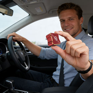 Red Mini 2 in 1 Carplay <b>Adapter</b> Customizable <b>USB</b> Port Wired to Wireless Carplay & Android Auto Dongle - Product Image 1