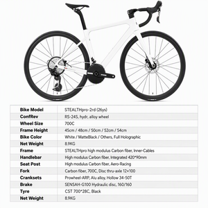 Vélo de route 700C Aero Racing RS 24 vitesses, frein à disque hydraulique, roue en alliage, guidon en carbone, professionnel, holographique - Product Image 2