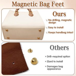 Pcs <b>Purse</b> Feet For Handbags Magnetic Feet For Handbags Premium Metal Magnetic Bag Feet Protectors No Hole Design Handbag Heels F - Product Image 5
