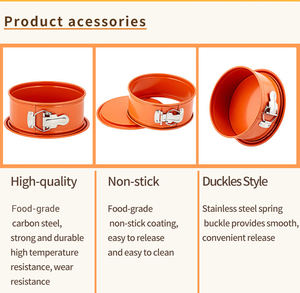 Xinze Moule à ressort en acier au carbone orange personnalisé de 9 pouces Poêle ronde à gâteaux en éponge de 0.6mm d'épaisseur - Product Image 5