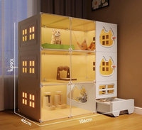 Casa para Gatos Rectangular Tipo Villa, Jaula para Gatos Extra Grande, Espacio Libre, Nido para Gatos de Interior, Inodoro Integrado, Una Habitación