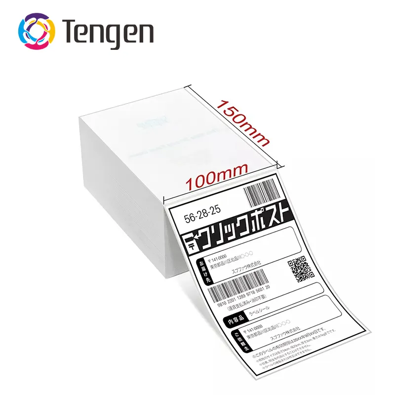 Großhandel A6 4x6 100x150 Fanfold Print Thermisch wasserdicht Versand etikett Aufkleber Papier Thermo Waybill