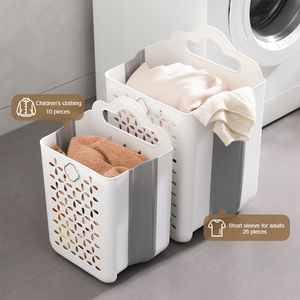 Plastic Foldable Durable Green/<strong>White</strong> Dirty Clothes <strong>Laundry</strong> <strong>Hamper</strong> Carry Handle Multi-function Container Wall Hanging Basket - Product Image 3